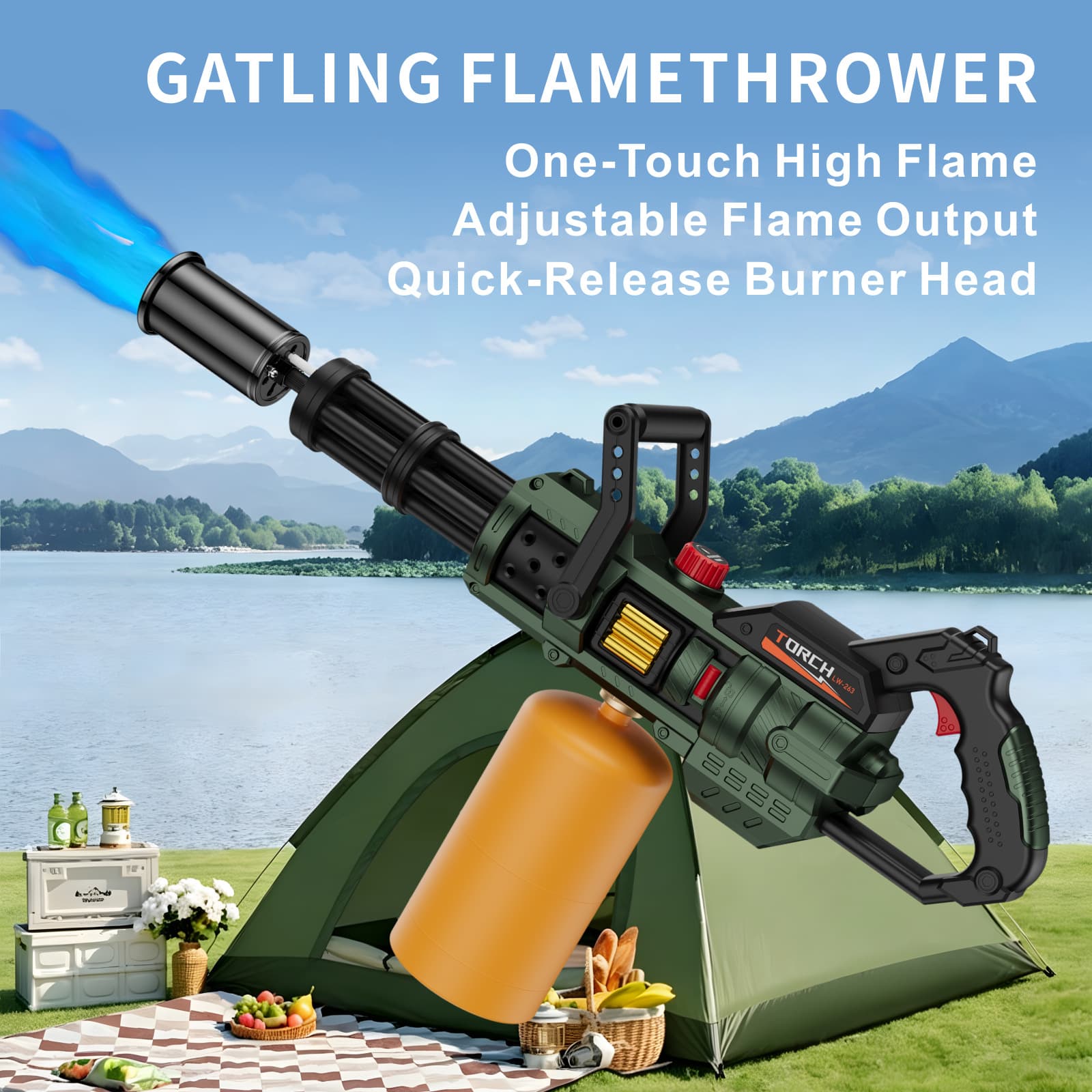 Wholesale Outdoor Garden Portable Handheld Blow Torch Camping Charcoal Ignition Welding Torch Garden Tool Cross-Border