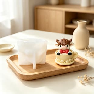 Teacup Calf Mold Scented Candle Silicone Mold DIY Resin Plaster Figurine Animal Baking Mold