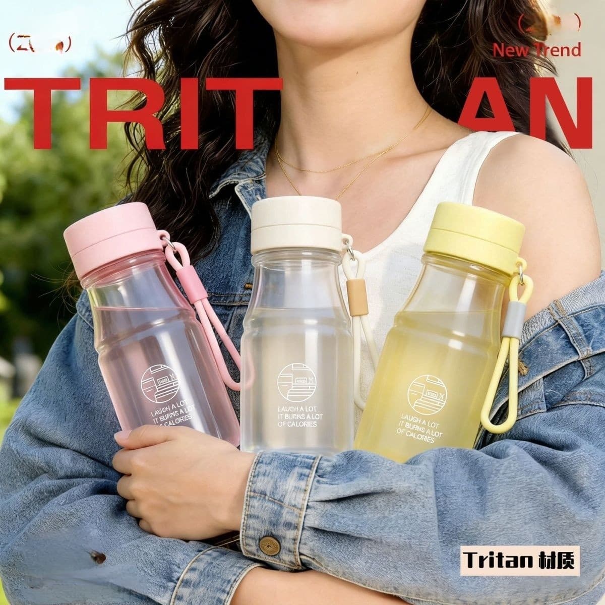 Milk Tritan Water Bottle 800ml Large Capacity Portable Sports Bottle Student Drop-Resistant Plastic Cup