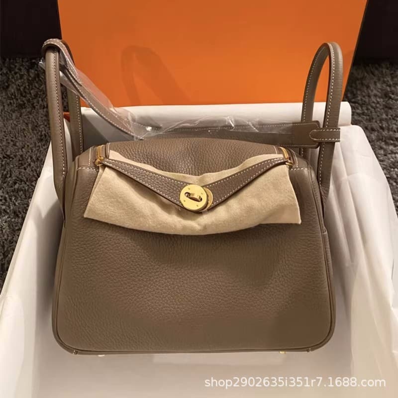 2023 Top Layer Cowhide Lychee Pattern Lindy Bag Doctor Bag Genuine Leather Women's Single Shoulder Handbag TOGO Leather Medicine Bag