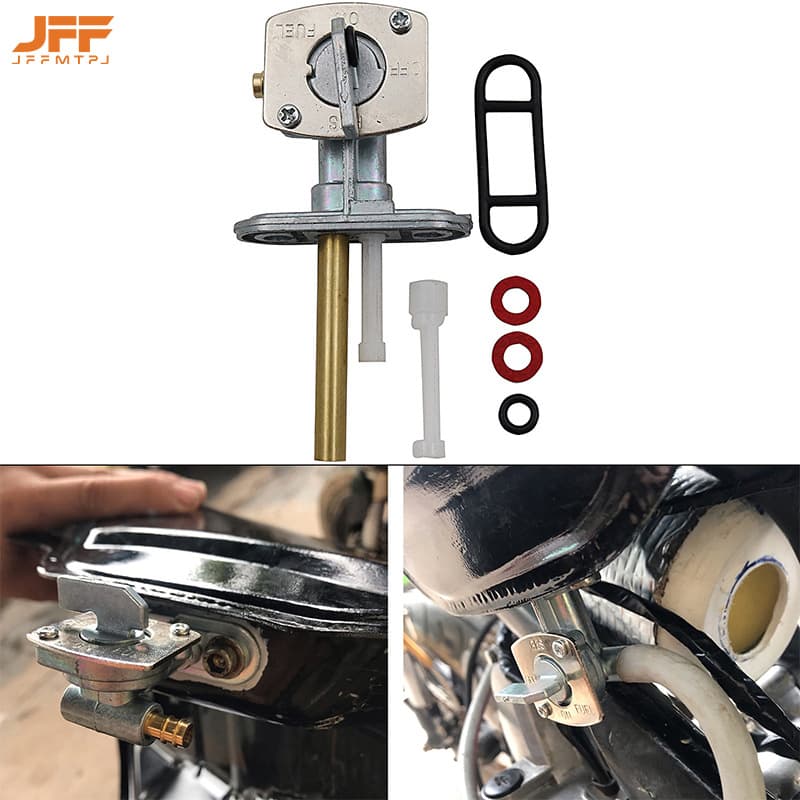 Motorcycle fuel tank fuel switch assembly, gasoline valve with spare oil gear, oil pipe interface with sealing rubber ring