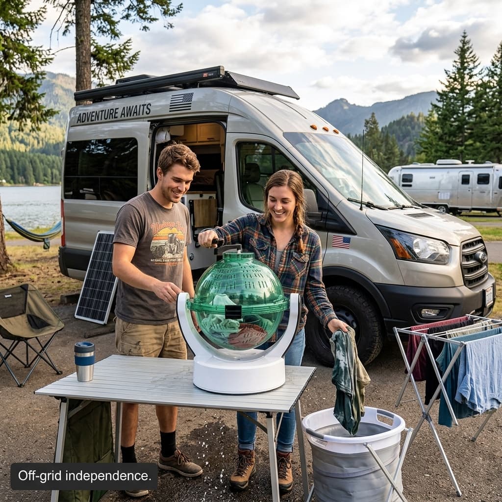 Cross-Border RV Camping Motorhome Special Manual Washing and Drying All-In-One Machine, Portable for Travel, No Electricity Needed, Hand-Cranked Drum Washing Machine