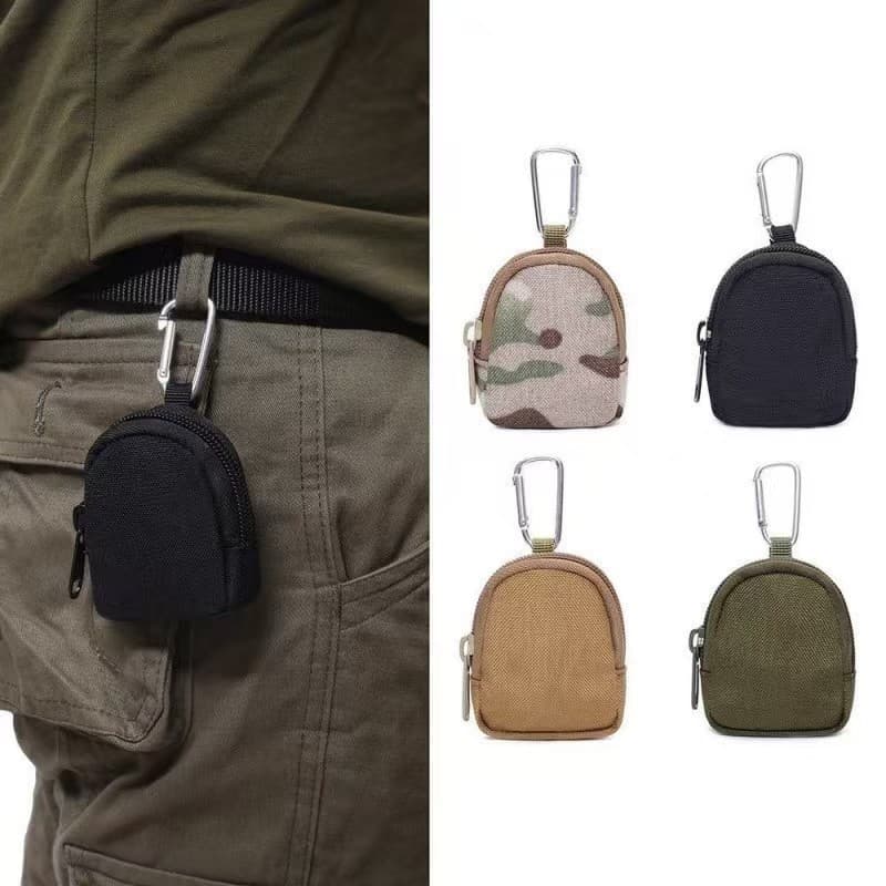 Hot selling key coin purse Oxford cloth carabiner mini hanging bag Outdoor travel headphone storage bag accessory bag