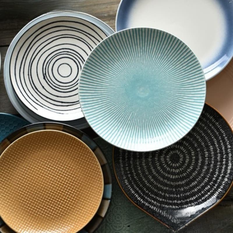 8-inch Creative Japanese-Western Dinner Plate, Ceramic Plate for Home Use, Round Steak Plate