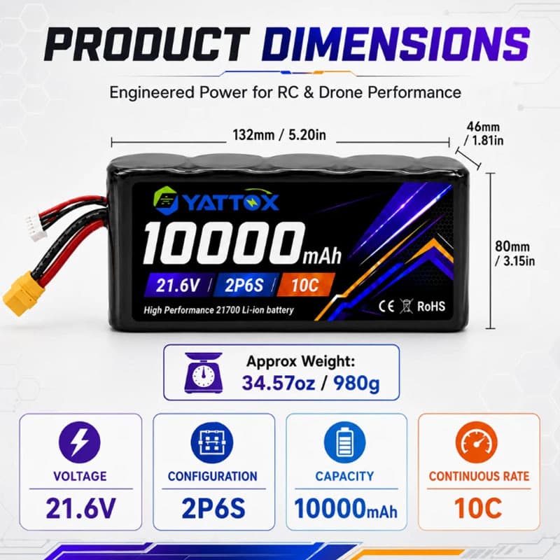 Source Factory 21700 Lithium Battery Powered 6S2P-21.6V-10Ah Large Capacity Lithium Battery Pack Time Travel Machine
