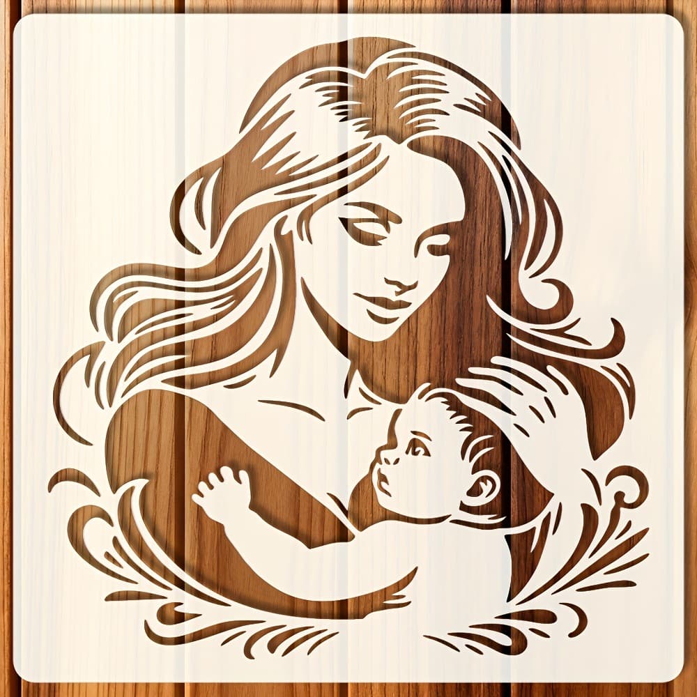 Reusable Motherly Love Templates—Centered on the Artistic Design of a Mother Gently Holding Her Baby