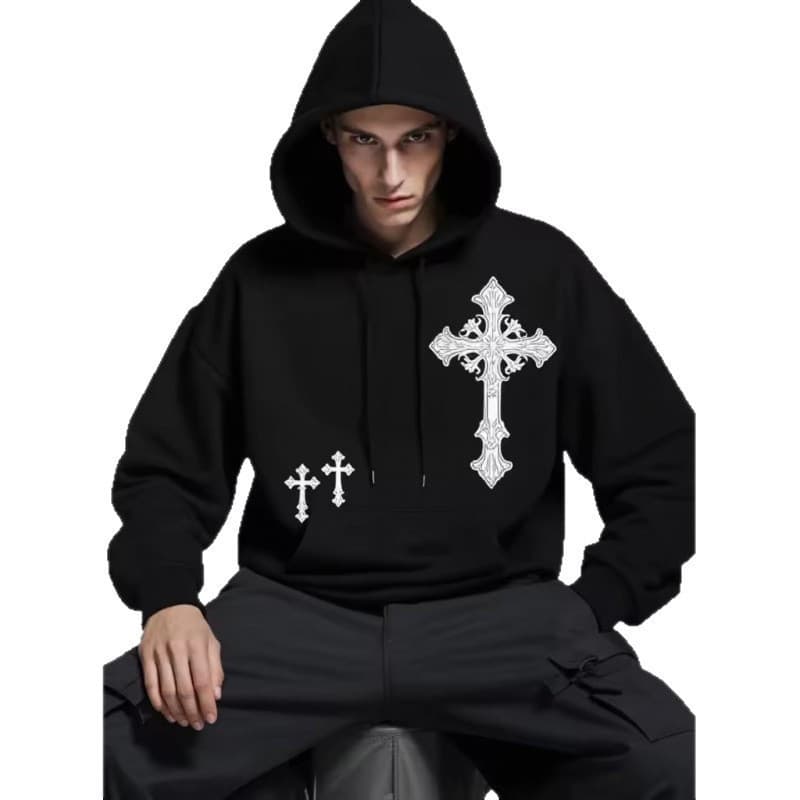 Cross-border Source Factory Sweatshirt Men Women Hoodie Gothic Couple Harajuku Oversized Print Hooded Sweatshirt In Stock