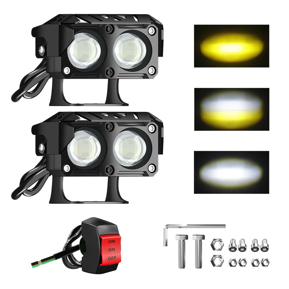 Cross-border hot selling motorcycle LED headlight modified two-eye motorcycle auxiliary spotlight electric vehicle external headlight