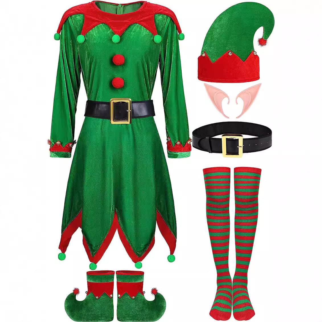 Christmas Children's Costume Boy Girl Family Matching Cosplay Cute Green Elf Kindergarten Performance Outfit