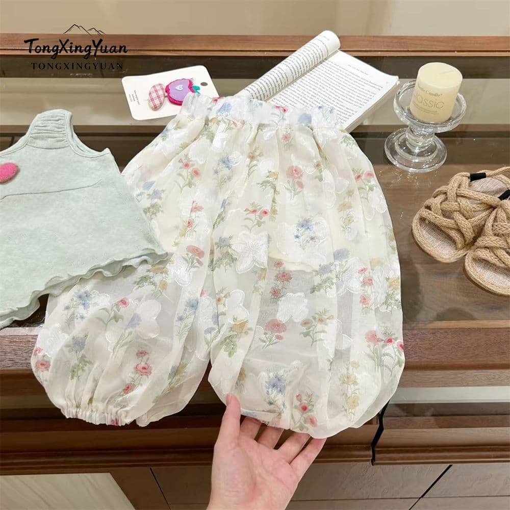 Rustic Floral Print Pants! Girls Mosquito-Repellent Pants Summer Thin Style New Summer Baby Air Conditioning Pants