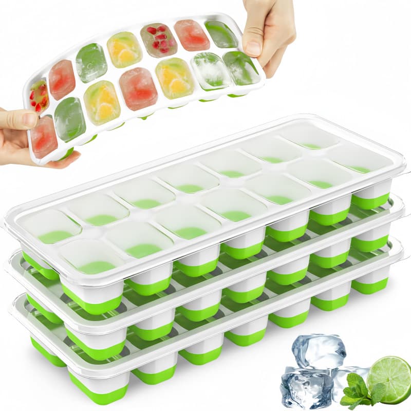 Cross-border 14-grid ice tray with lid ice cube mold household soft bottom ice tray ice making homemade ice cube freezing tool