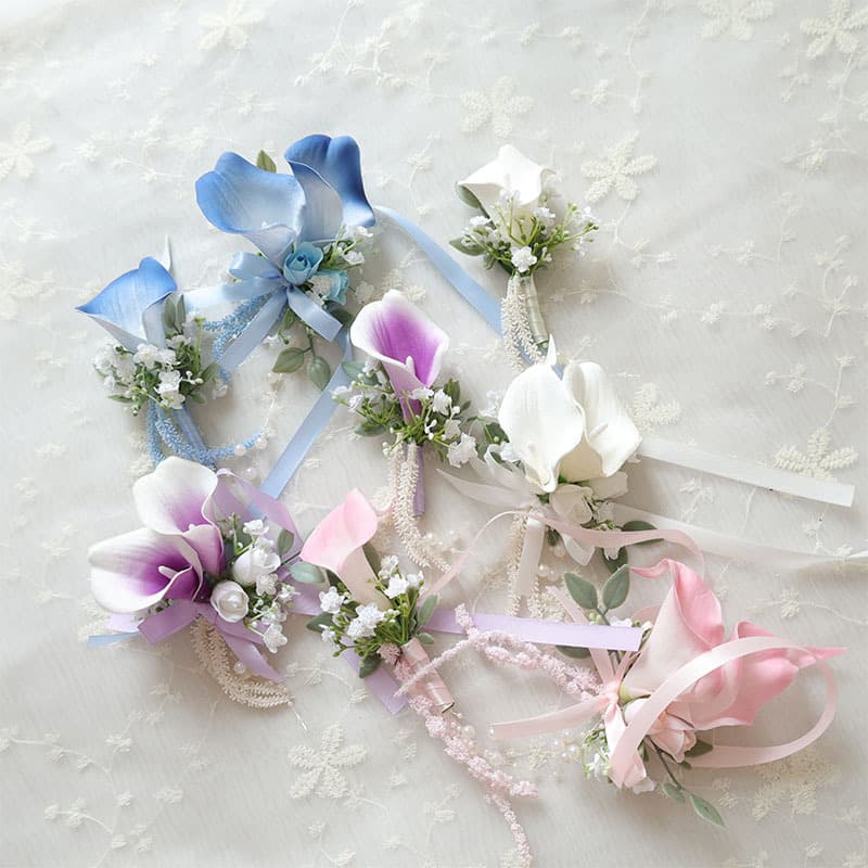 Yiyage 2605 Artificial Calla Lily Corsage Wrist Corsage Amazon Cross-Border Supply for Wedding Guest Prom Party