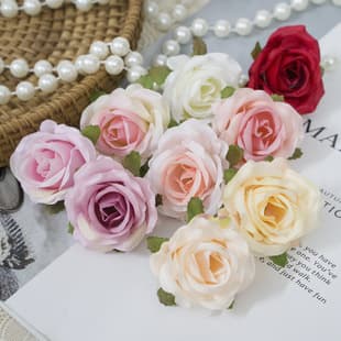 Artificial Rose Silk Flowers DIY Handmade Flower Crown Fake Flowers Wedding Gift Box Headpiece Accessories Flower Wall Scenery
