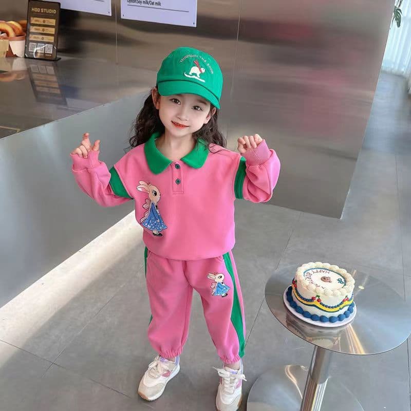 Autumn/Winter Girls' Polo Long-Sleeve Shirt Set, Baby Little Fragrance Style Two-Piece Set, Trendy Children's Sportswear Set