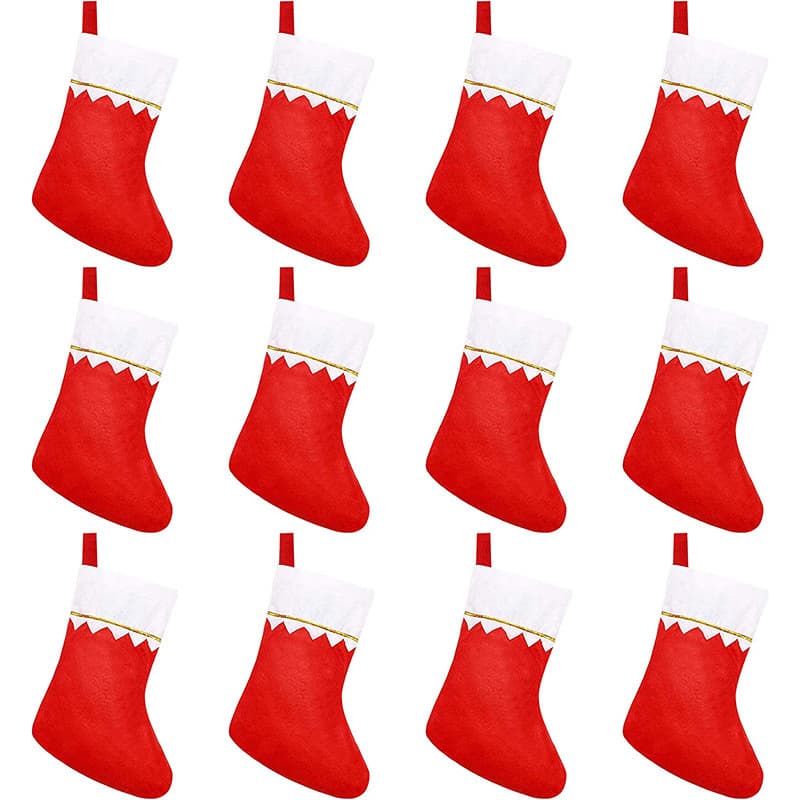 Christmas Stocking Decoration Cross-Border Wholesale Christmas Socks Candy Gift Bags Christmas Hanging Ornaments Non-Woven White Opening