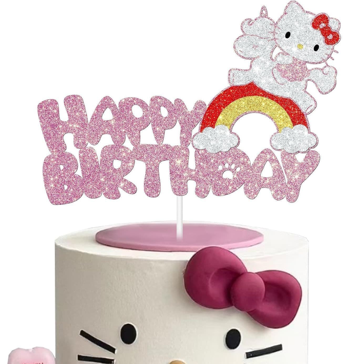 Cross-border popular Hello Kitty cake decoration birthday party kitty birthday decoration