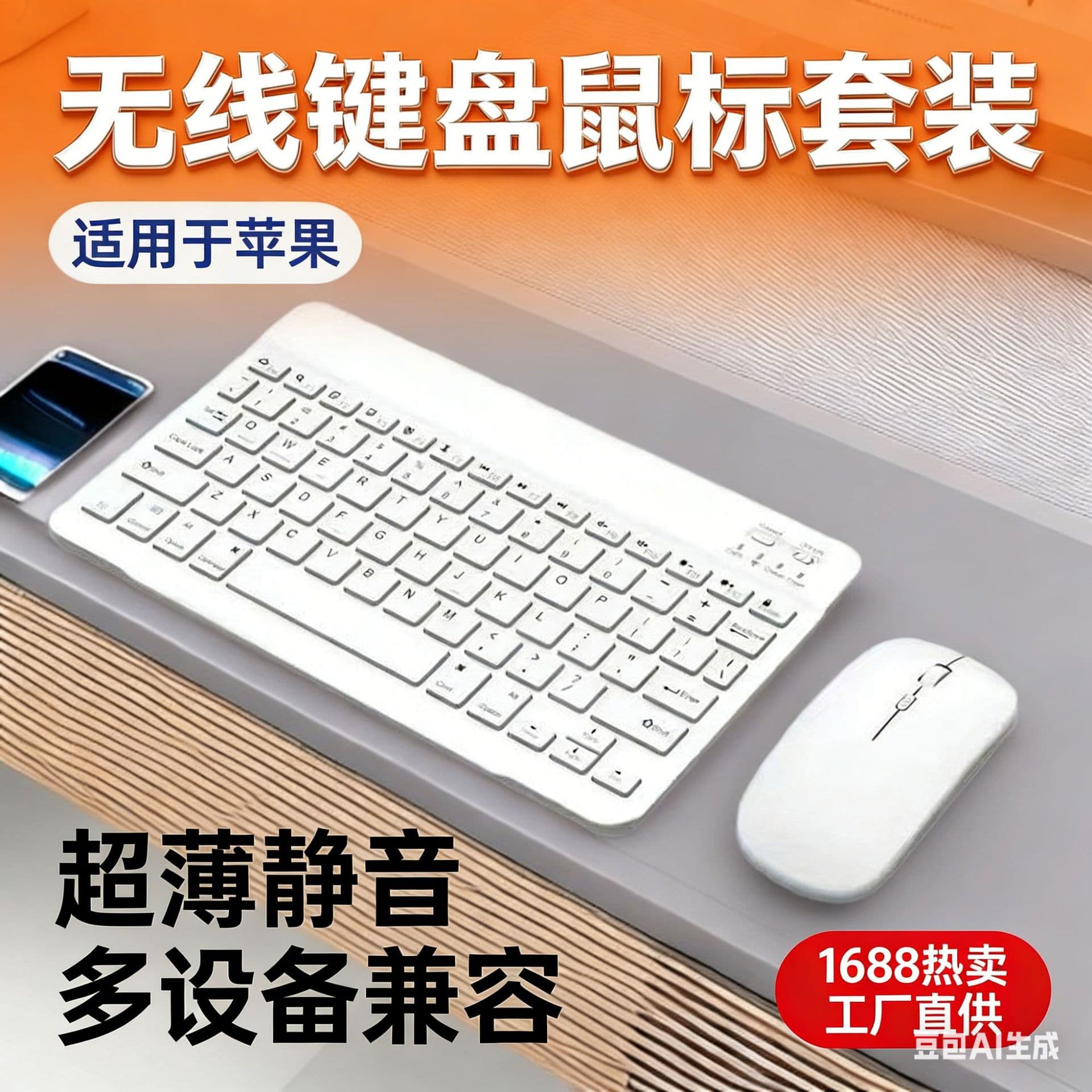 Bluetooth Keyboard for iPad Tablet External Keyboard and Mouse Set Silent Portable Spanish Thai