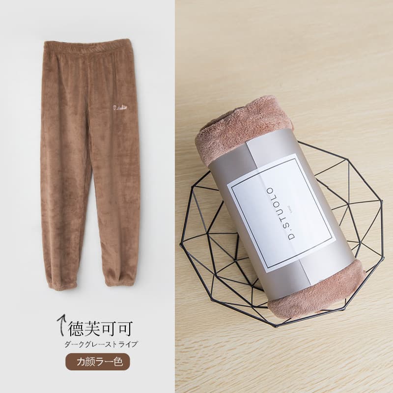 Walk-around Pants Flannel Pajamas Wearable Out Cartoon Coral Fleece Lazy Pajama Pants Women Autumn Winter Long Homewear Pants