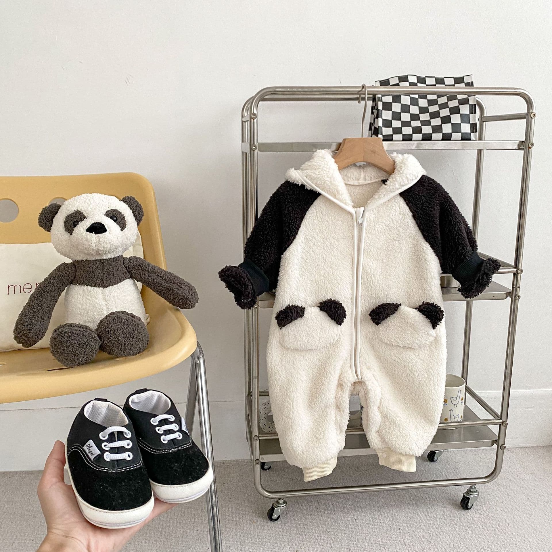 Adorable Panda Baby Clothes Autumn Winter Long Sleeve Polar Fleece Sleepwear Romper Suit Baby Clothes for Crawling Babies