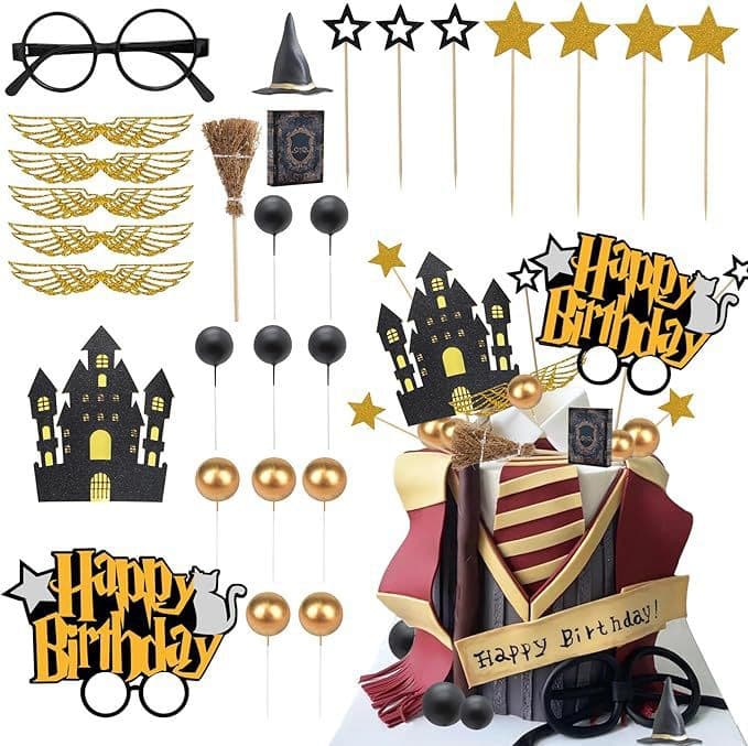 Wizard Birthday Cake Decorations Baking Party Supplies Castle Cake Decorations Sparkling Ornaments