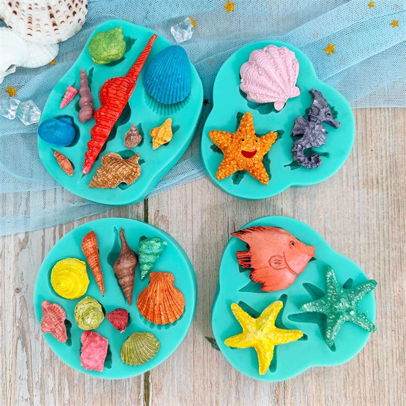 Ocean Elements Star Sea Horse Shell Chocolate Baking Tool Cake Decoration Sugar Drop Silicone Mold Other Material Cake Tools