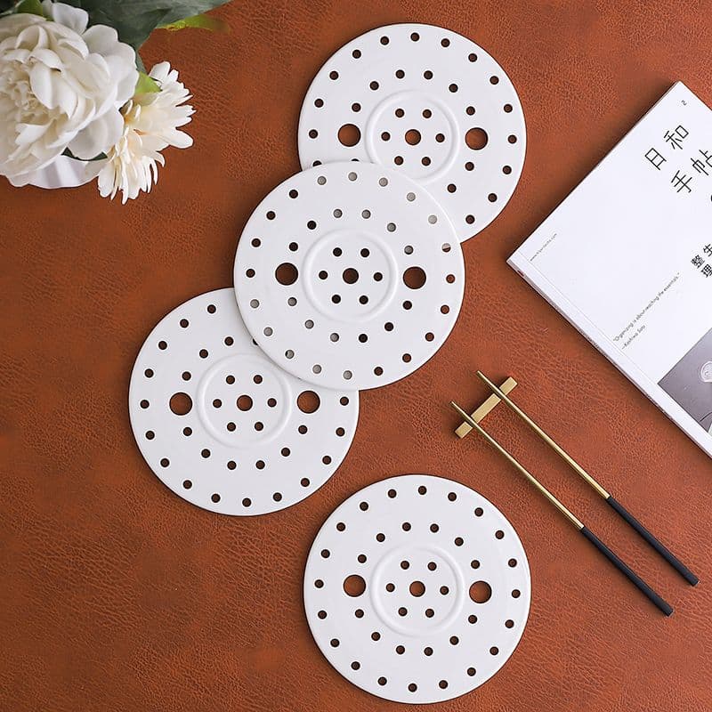 Steamer Tray Ceramic Multi-Function Steamer Plate Dumpling Drainer Steaming Disc Creative Kitchen Grid Home Steamer Round Steamer Insert