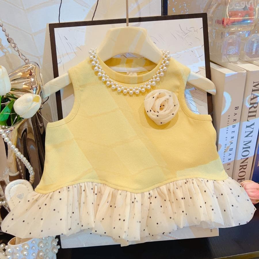 Girls' Little Chanel-Style Sleeveless Set 2025 Summer New Children's Lace Patchwork Vest with Ruffled Hem Pants Two-Piece Set