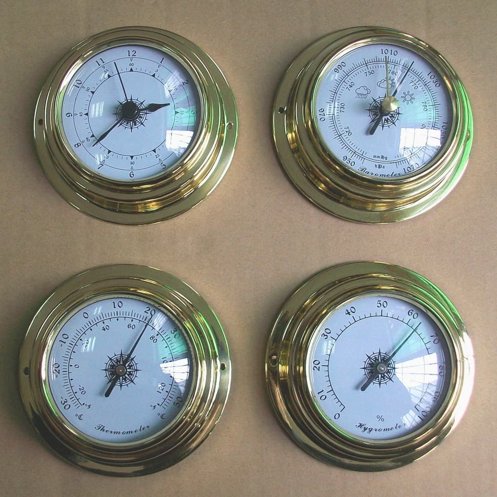 Brass Case Thermometer, Hygrometer, Barometer, Marine Weather Station Kit