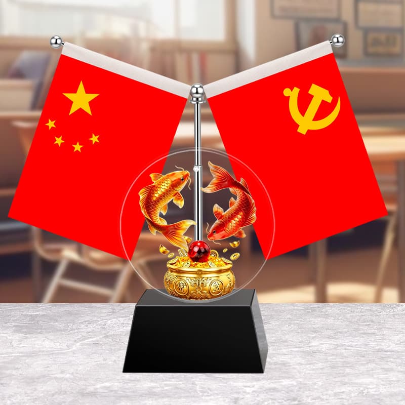 Small Red Flag Desktop Ornament Desk Flag Office Meeting Room Office Desk Five-Star Red Flag Ornament Heaven Official's Blessing Ornament