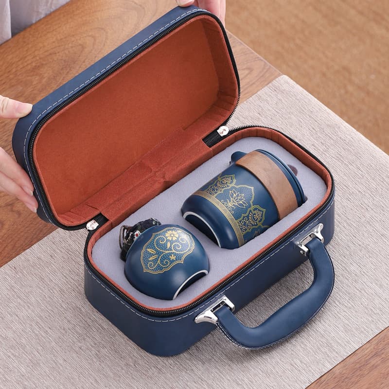 Outdoor Travel Tea Set One Pot Three Cups with Canister Convenient Quick Cup Logo Printing Corporate Annual Event Souvenir