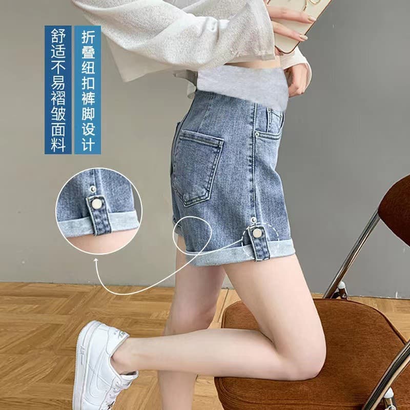 Summer Maternity Shorts Fashion Loose Plus Size Up to 200 lbs Slim Trendy Denim Pants