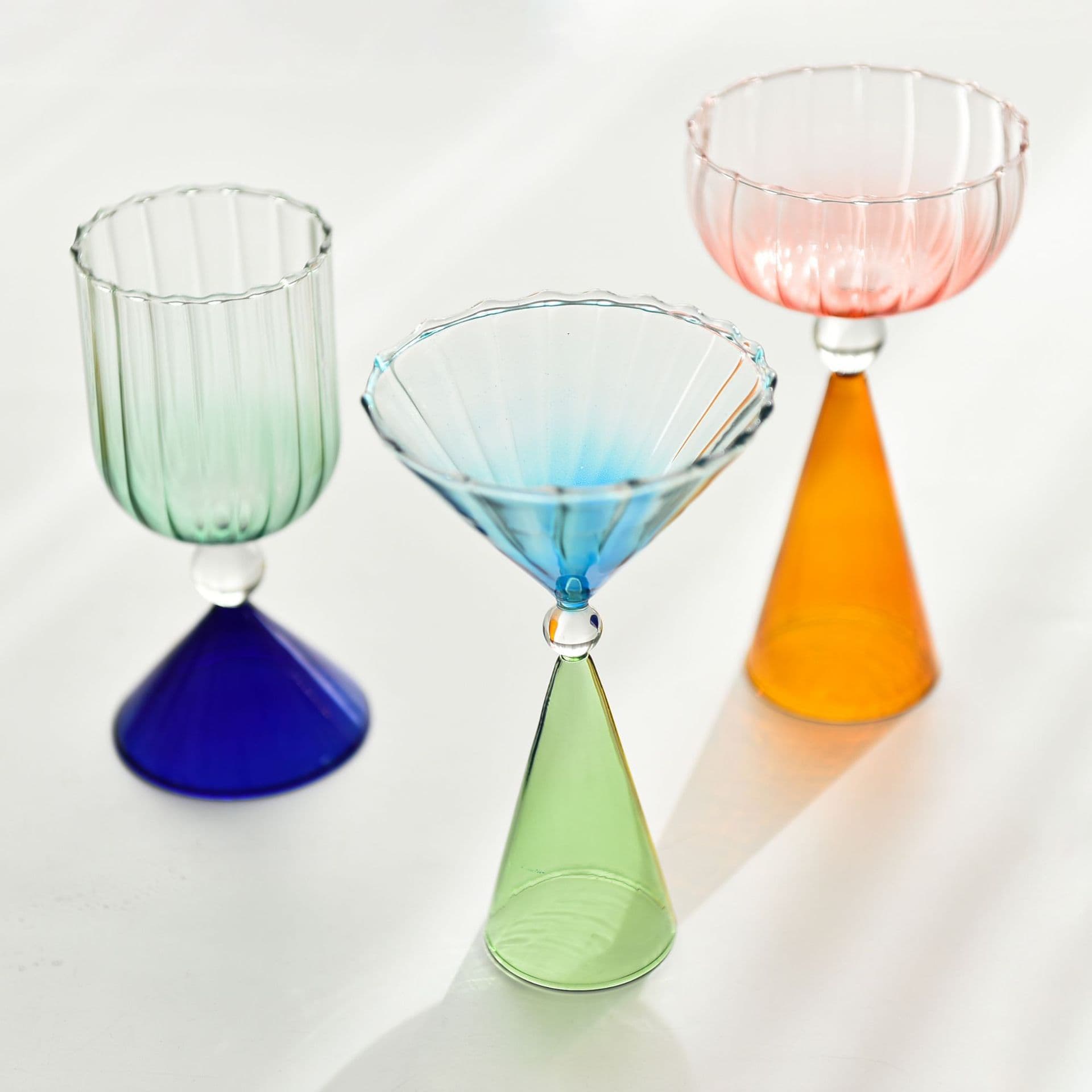 Trendy Creative Water Ripple Glass Cocktail Glass Colorful Stemmed Champagne Glass Mixing Glass Household Glassware In Stock