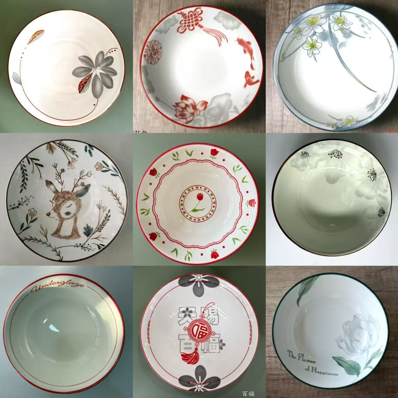 Underglaze color 7-inch bucket bowl soup bowl rice bowl noodle bowl rice bowl home eating family eating bowl anti-scalding ceramic