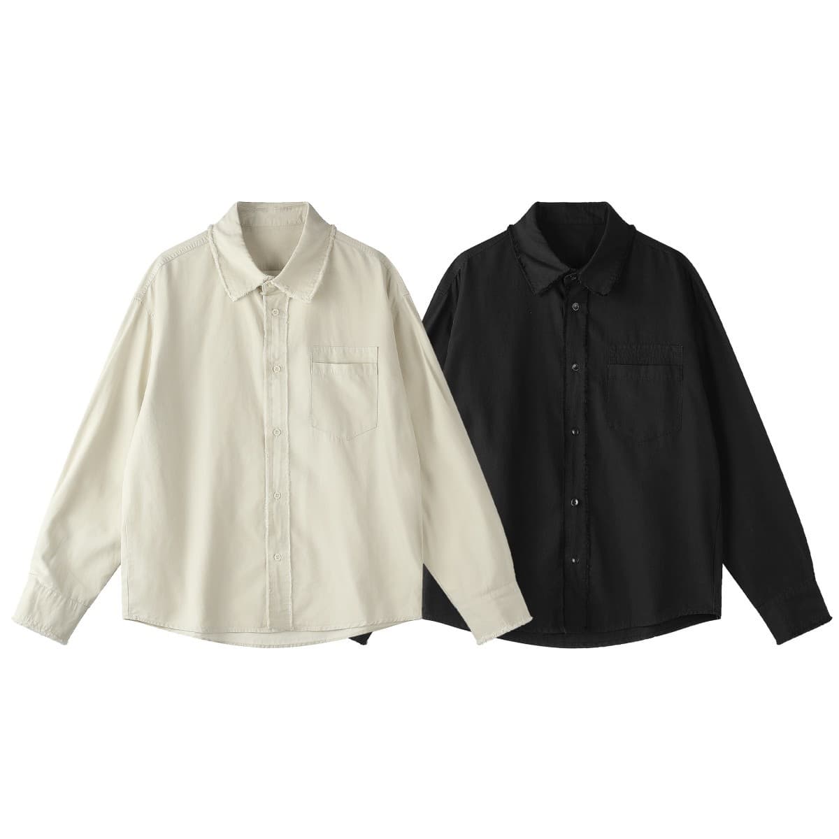 RUIIENRS x NEOISM 2025 Fall New Lyocell Washed Raw Edge Solid Shirt CS26608