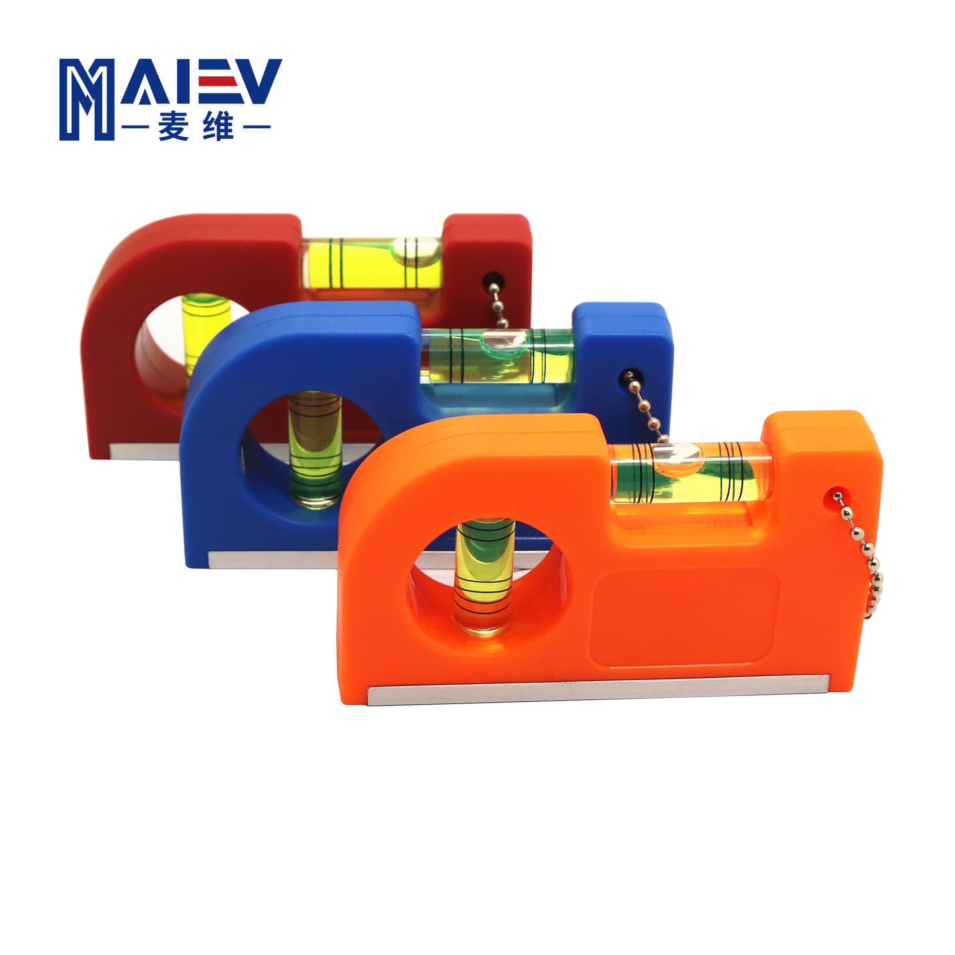 Direct foreign trade supply mini plastic level hanging chain waist torpedo level convenient strong magnetic aluminum alloy model