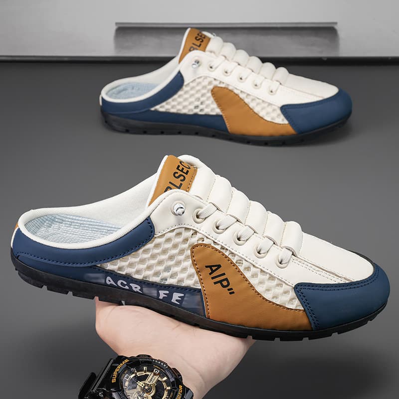 Men's Casual Slip-On Soft-Soled Half Slippers Summer New Style Sporty Comfortable EVA Insole Round Toe Breathable PVC Outsole