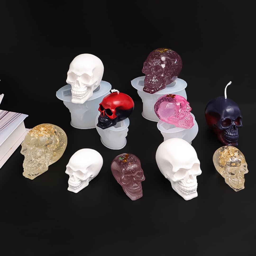 Cross-border Halloween Skull Crystal Resin Aromatherapy Candle Silicone Mold DIY Scented Stone Resin Ornament Mold