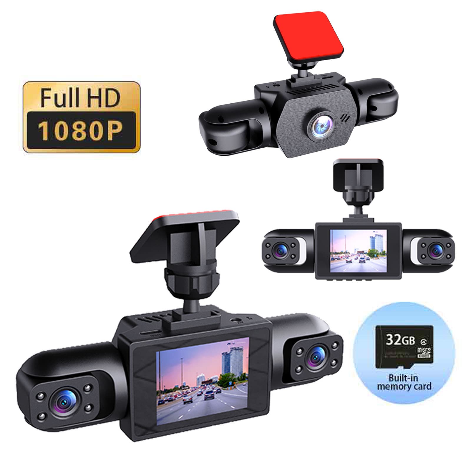 2026 New 4-Lens Dash Cam HD Night Vision 360-Degree Panoramic No-Wiring Car DVR