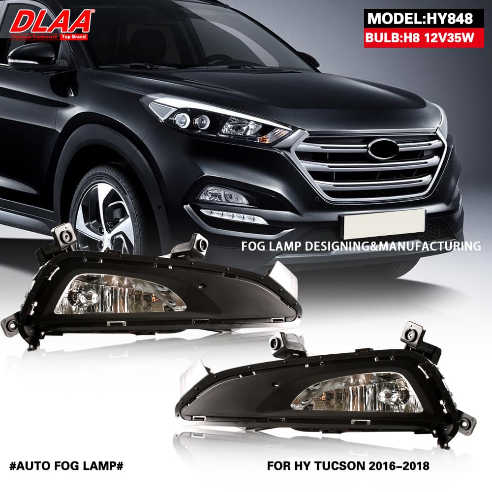 Suitable for Hyundai Tucson 2015 2016 2017 Front Fog Light Assembly, Anti-Fog Light, Front Bumper Light, Daytime Running Light