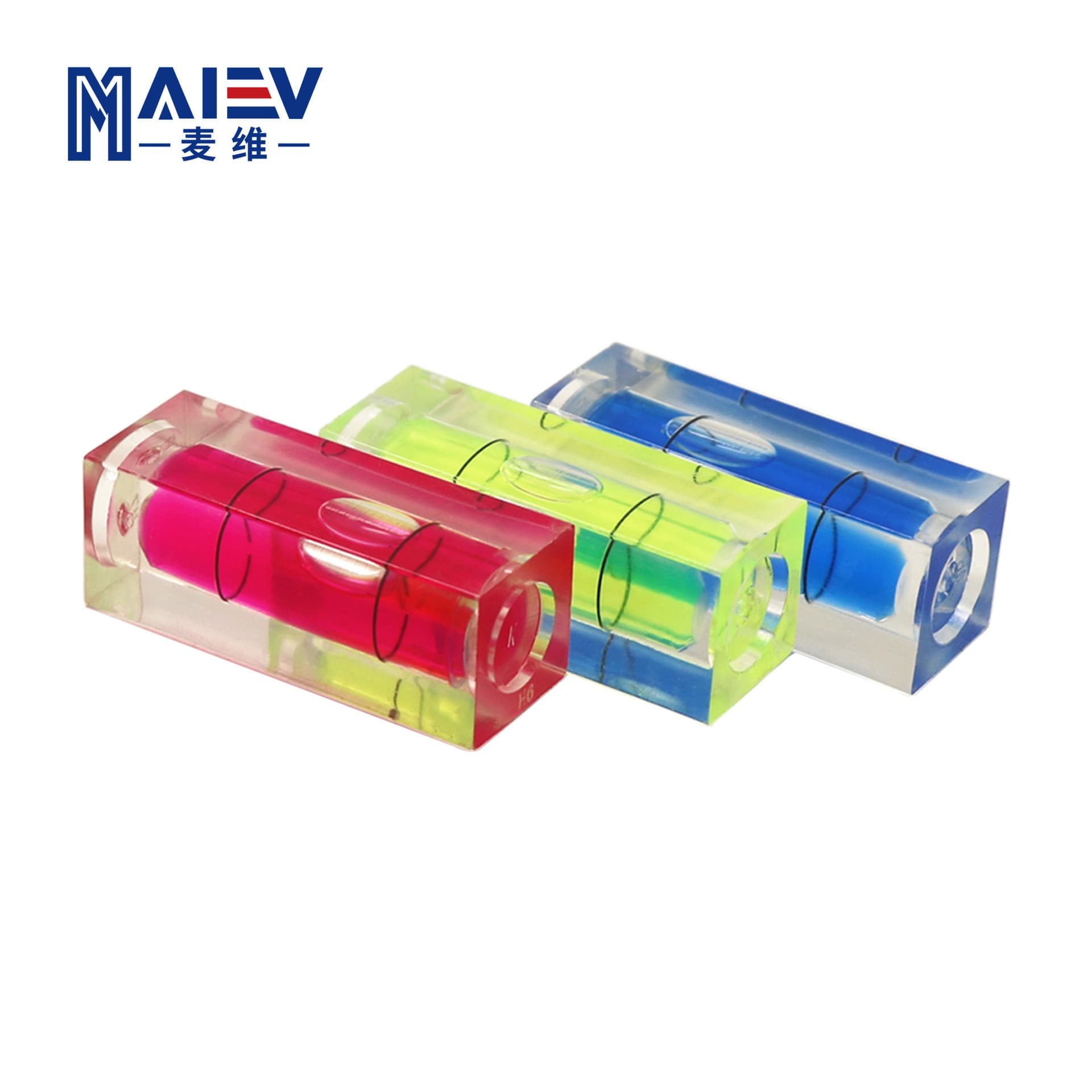 Supply of square bubble levels, magnetic bubble levels, spirit levels, and spirit tables; available in various colors; in stock.