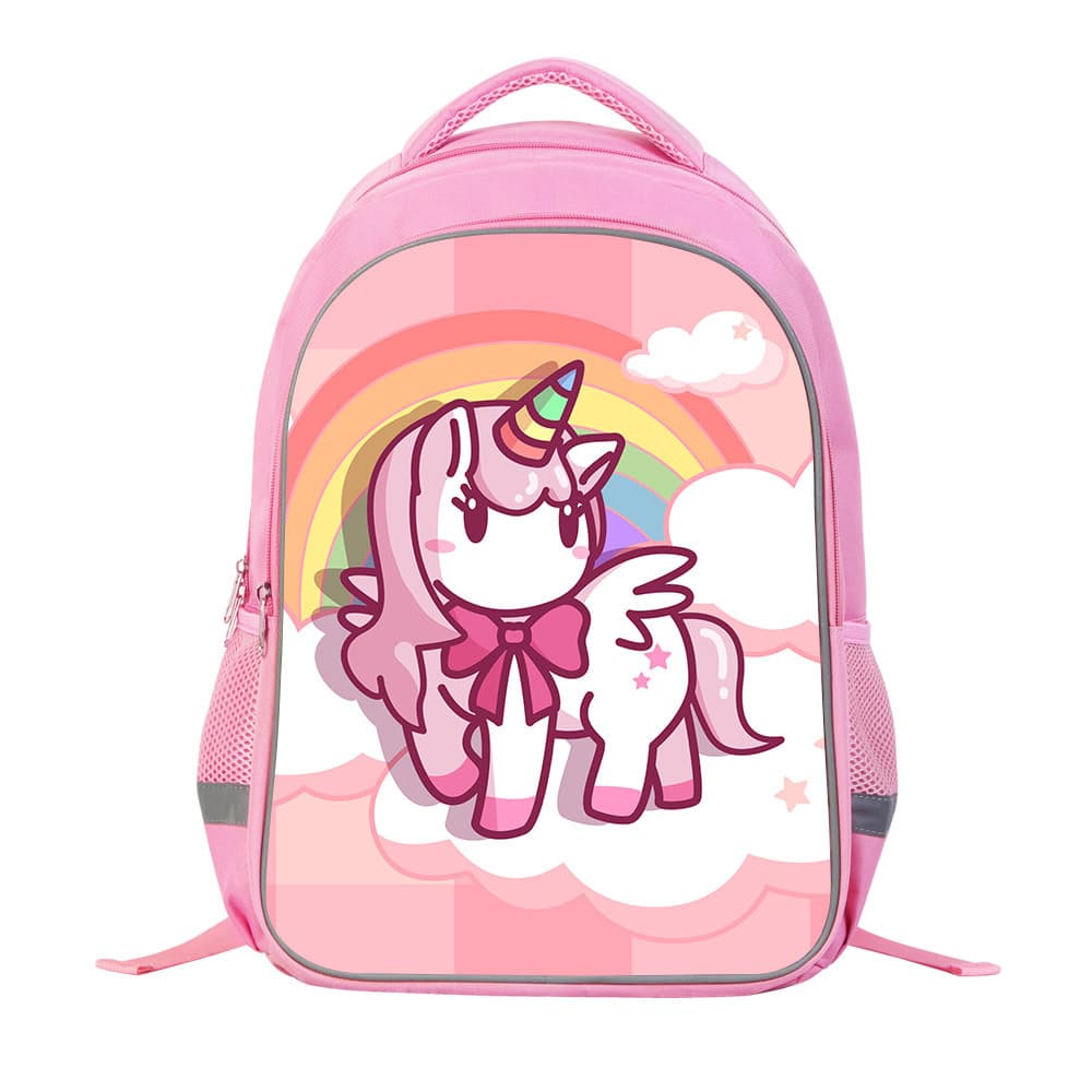 Foreign trade new unicorn pink double-layer backpack European and American primary school student schoolbag customized computer backpack