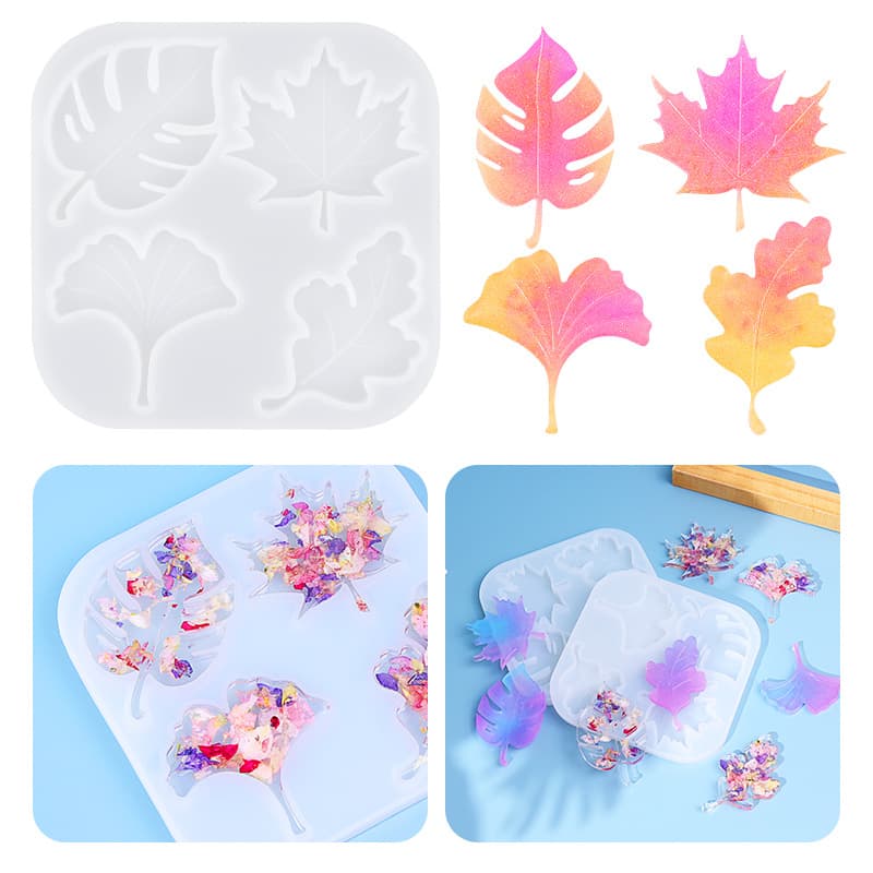 Leaf Shaped Silicone Mold Maple Silver Birch Decorative Resin Drip Candle Making Mould Collectible Plant Specimen Kitchen Tool