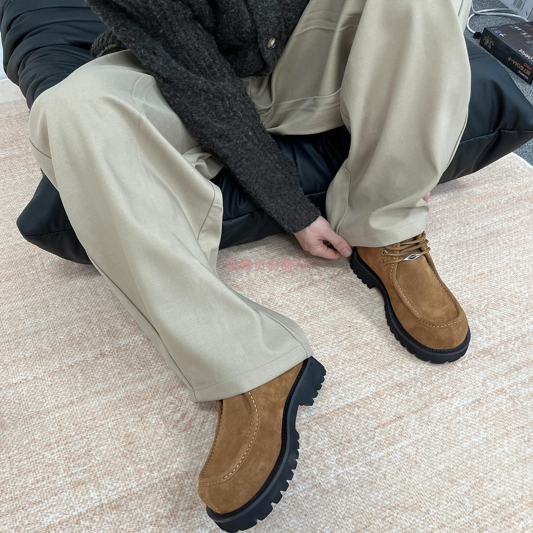 TERRAINCOGNITA high-gloss cowhide polo boots, casual height-increasing leather shoes, versatile commuting shoes, derby kangaroo shoes