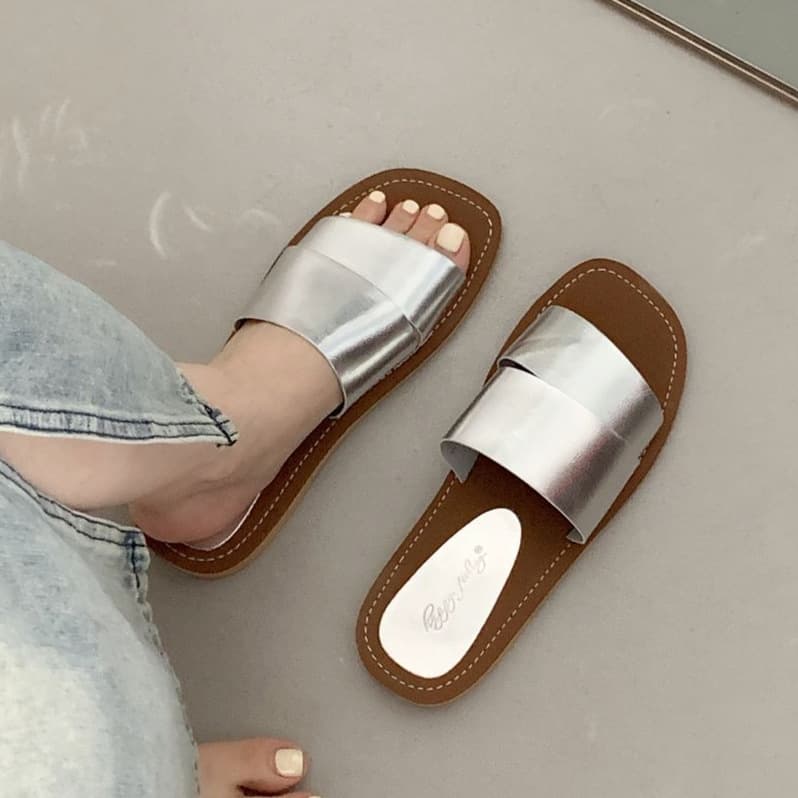 Unique Retro Square-Toe Open-Toe Flat Sandals for Women Summer Beach Vacation Boho Style