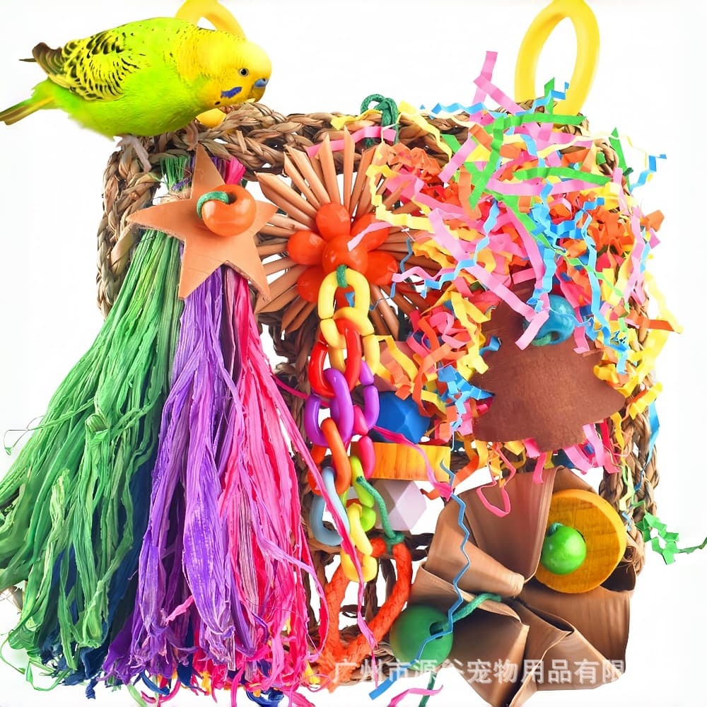 Parrot Toy Bird Supplies Aquatic Grass Net Paper Shreds Fruit Corn Leaf Chew Toy Game Climbing Net Cross-border
