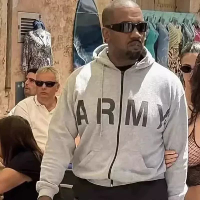 YEEZYKANYEKANYE Shanghai Limited Edition ARMY Casual Zip-Up Hooded Sweatshirt Jacket Hoodie for Men
