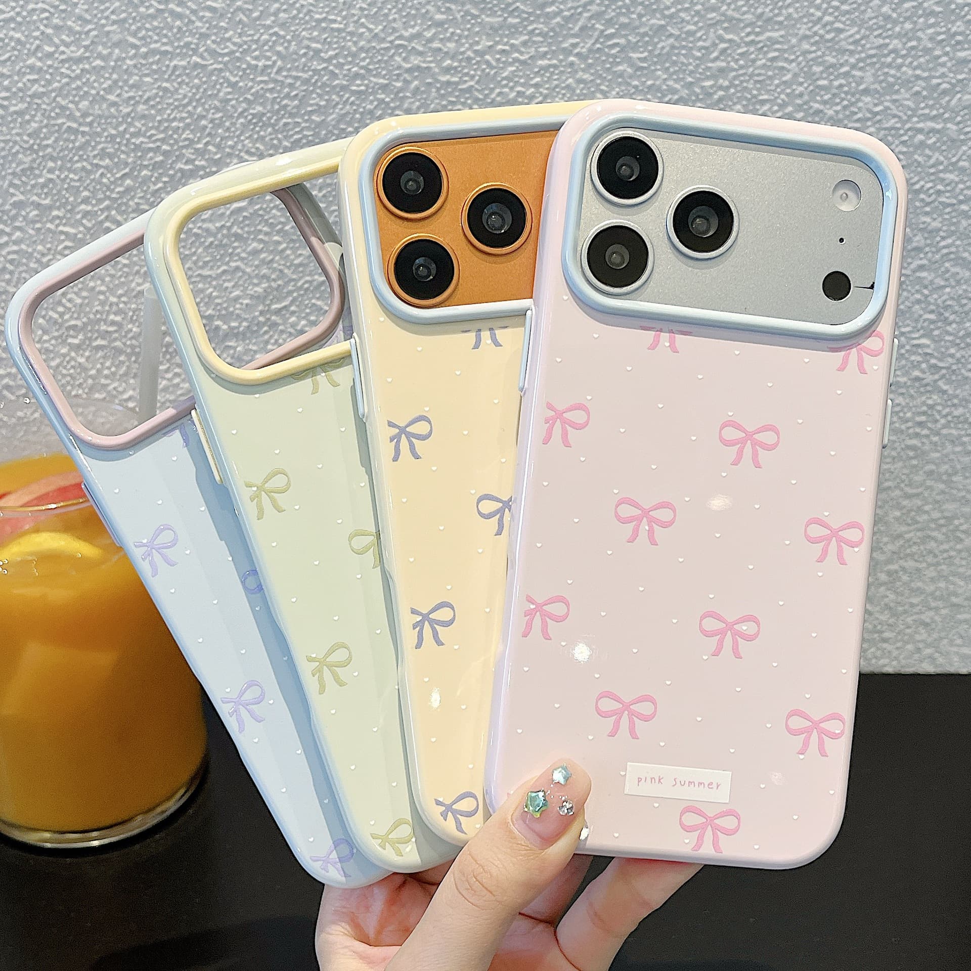 Trendy New Candy Color Fresh Cute Bow Phone Case for iPhone 17/18 Pro Max