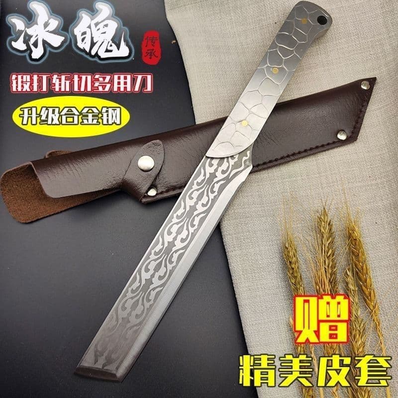 Outdoor Stainless Steel Ice Soul Multi-Use Knife, Sharp Kitchen Tool for Chopping Vegetables and Bones, Chef's Straight Knife
