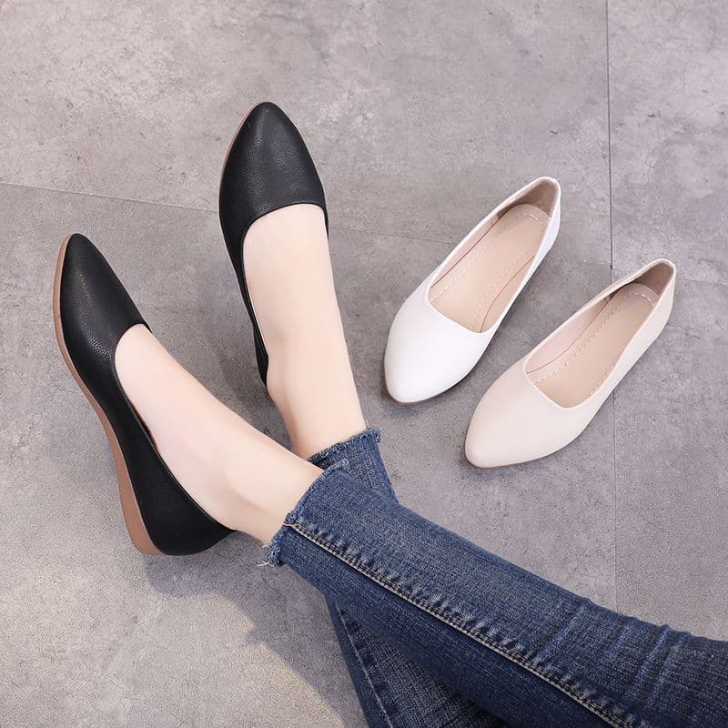 Pointed Toe Flat Shoes for Women, Soft Sole and Soft Leather, New Autumn Style for Flight Attendants, Comfortable Leather Shoes for Hotel Work