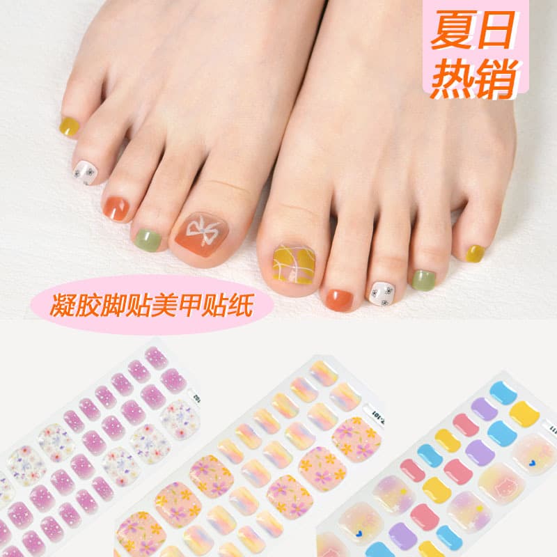 Japanese and Korean Gel Nail Stickers UV Light Cure Printed Semi-Cured Stickers Lamp Nail Art Full Coverage Light Luxury Style